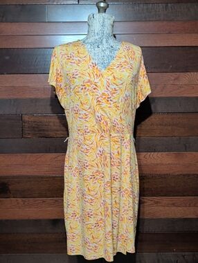 Nine West Yellow Multicolor Floral V-Neck Summer Dress
